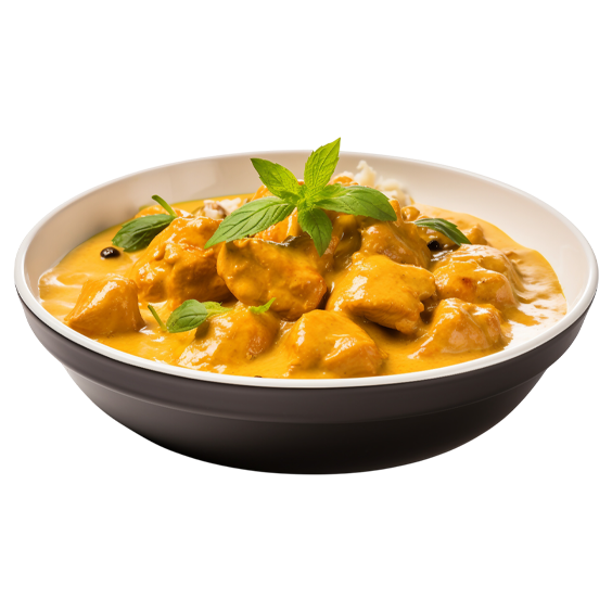 Mango Chicken with tender chicken simmered in a creamy mango and coconut gravy with aromatic Indian spices
