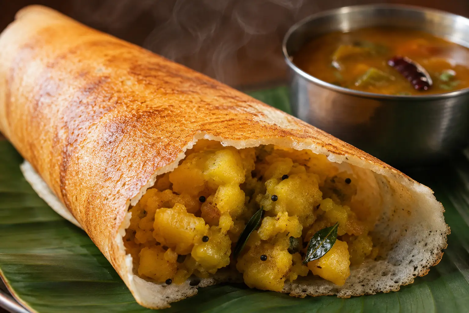 Paneer dosa with cottage cheese filling, a vegetarian South Indian dosas option at The Curry House Campbelltown