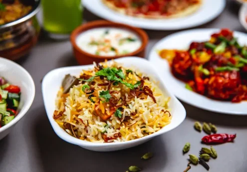 Biryani served at a restaurant for students