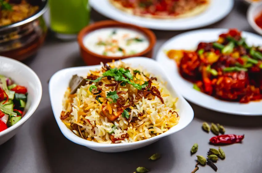 Biryani served at a restaurant for students